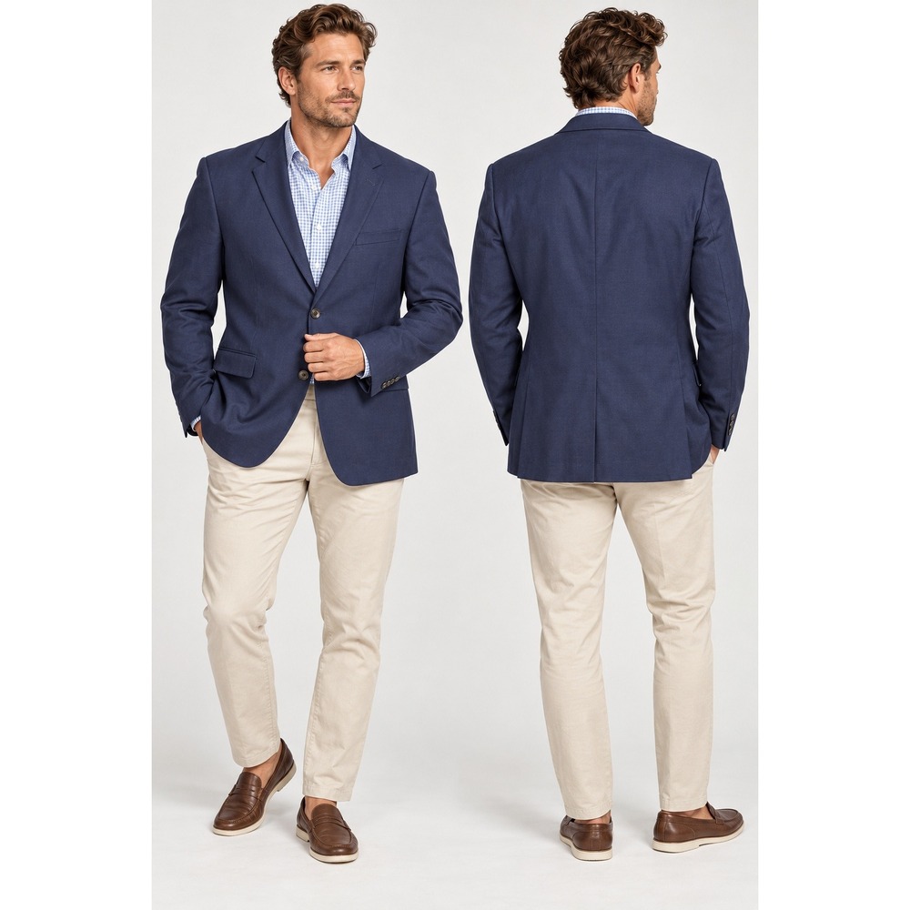 Peter Millar Blazer Mens 52R Navy 100% Wool Two Button Suit Jacket